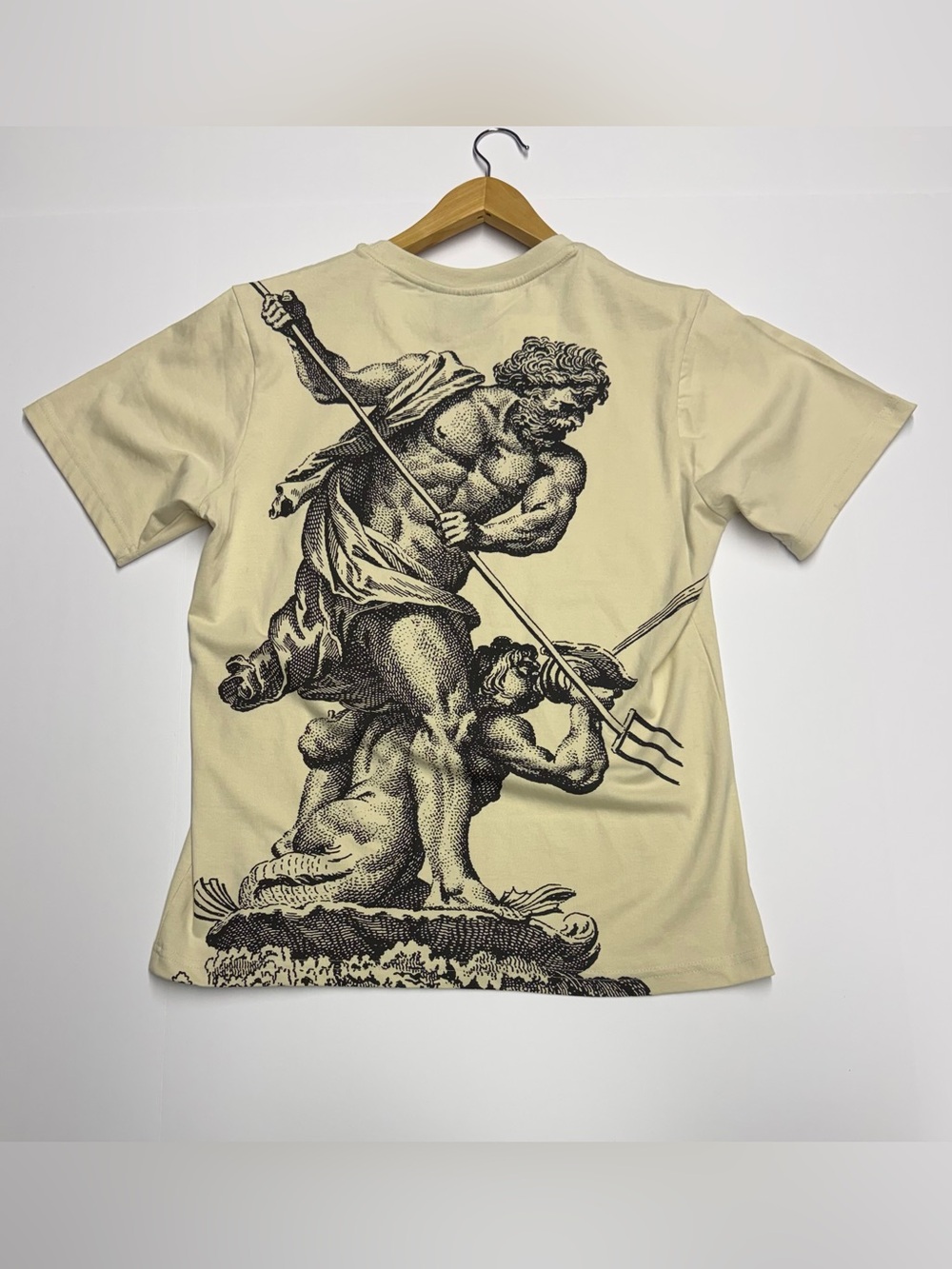 Rebel Vengeance Rebel Archives Graphic Tee Men L Cream Poseidon Streetwear NWT